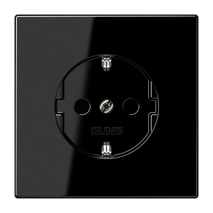 Розетка Jung LS 990, скрытый монтаж, с заземлением, со шторками, черный, LS520KISW