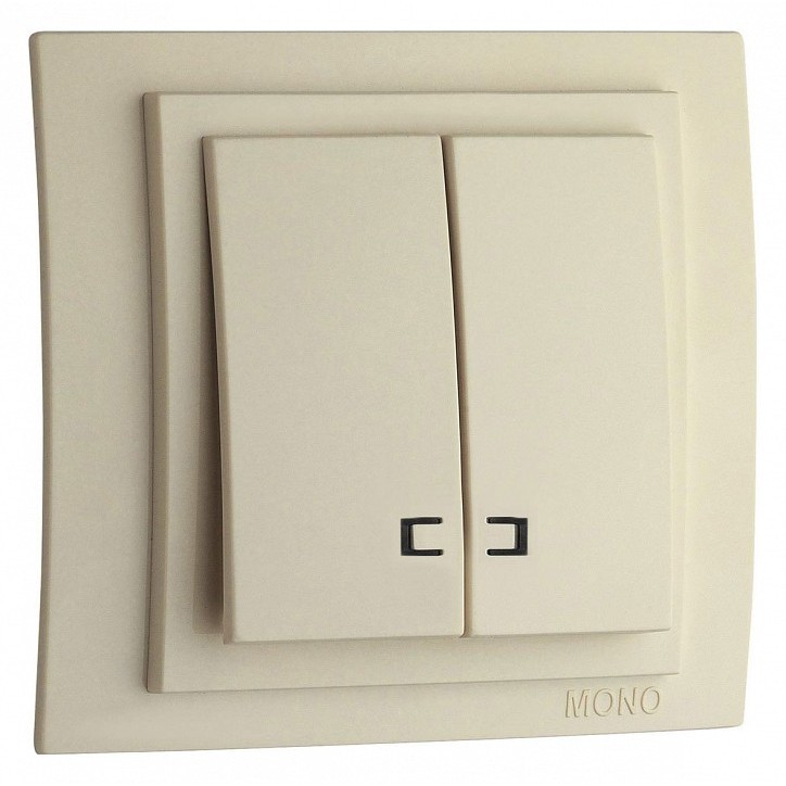 Выключатель двухклавишный механизм с подсветкой крем Mono Electric Despina/ Larissa 500-001725-103
