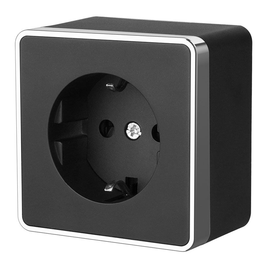 Розетка с заземлением Gallant черный/хром W5071035