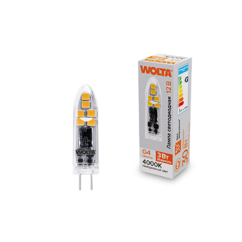 Светодиодная лампа WOLTA WSTD-JC-12V3W4KG4-P 3Вт 4000K G4