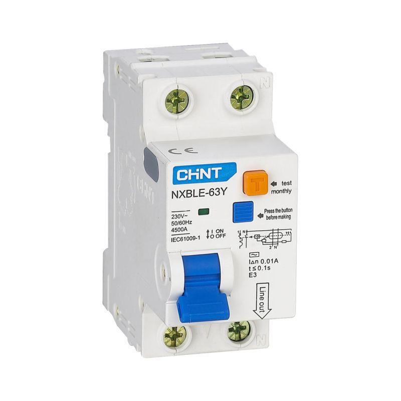 Выключатель автоматический дифференциального тока 1п+N C 50А 10мА электрон. тип AC 4.5кА NXBLE-63Y (R) CHINT 105529