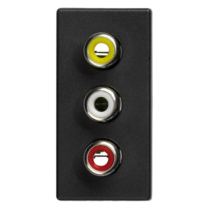 Розетка 3xRCA Simon SIMON 27, скрытый монтаж, графит, 2701093-038