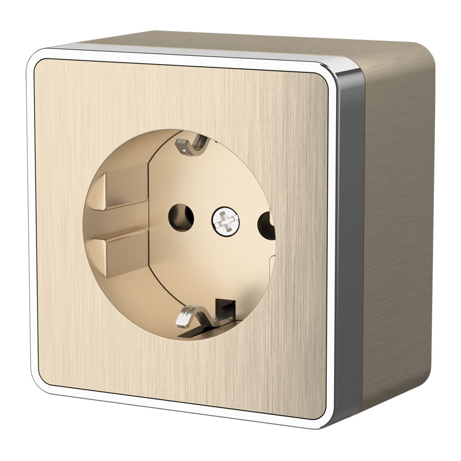 Розетка с заземлением Gallant шампань рифленый W5071010