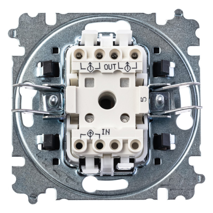Выключатель двухклавишный ABB LEVIT, белый // дымчатый черный, 2CHH590545A6062