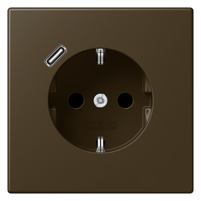 Розетка с USB Jung LS METAL, скрытый монтаж, с заземлением, античная латунь, ME1520-18CAT-L