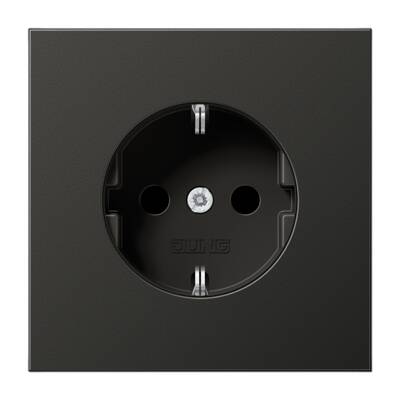 Розетка Jung LS METAL, скрытый монтаж, с заземлением, антрацит, AL1521AN