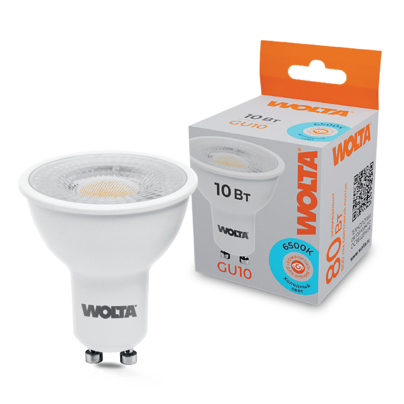 Светодиодная лампа WOLTA WSTD-PAR16-220V10W6KGU10-L 10Вт 6500K GU10 с линзой