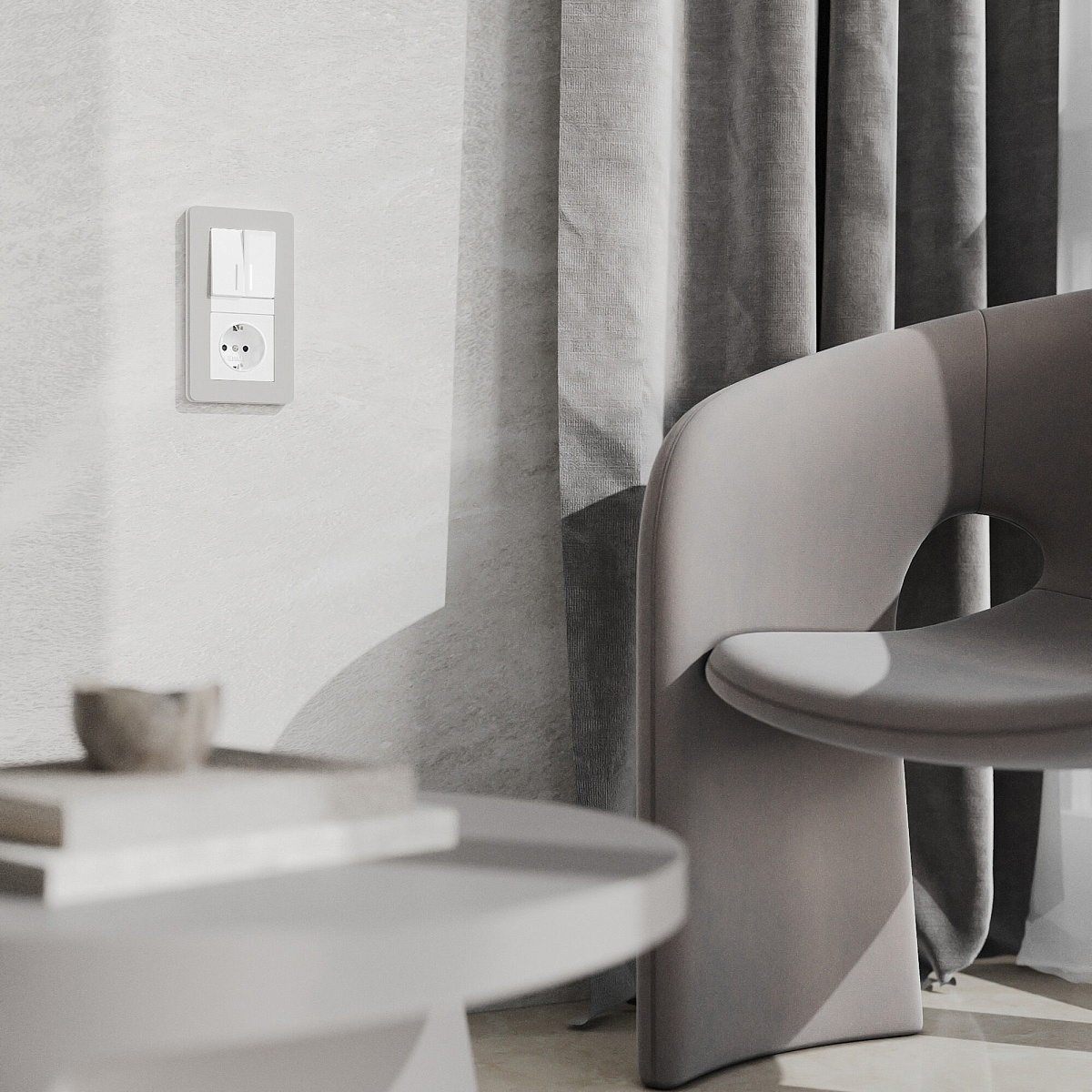 Рамка из поликарбоната на 2 поста Split дымчатый/белый, soft-touch W0023067