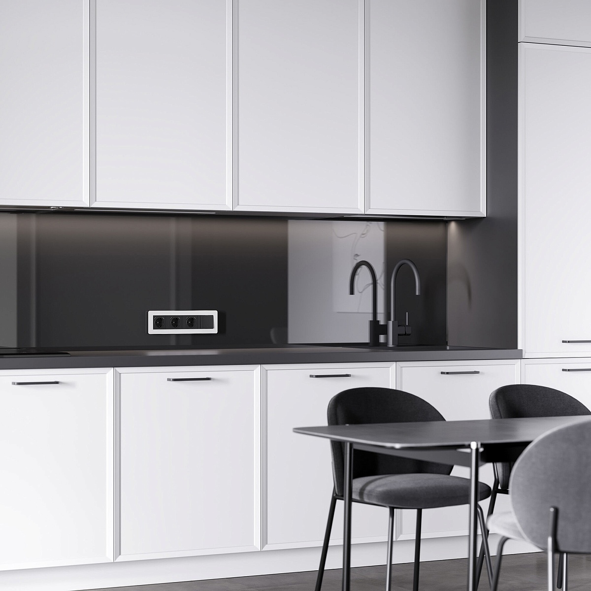 Рамка из поликарбоната на 4 поста Split белый/черный, soft-touch W0043068